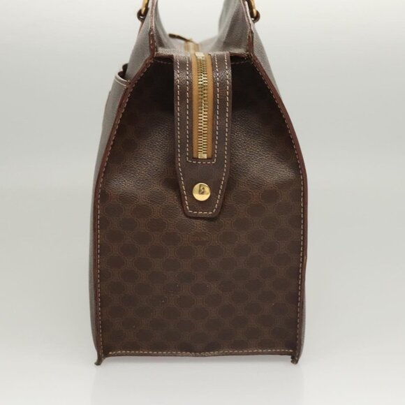 CELINE Macadam Canvas Hand Bag PVC Leather Brown Gold Auth hk2512 - Picture 4 of 16